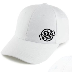 Boné Aba Curva Fita 6 Paineis Sarja De Algodão Branco - Personalizado