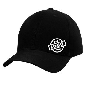 Boné Aba Curva Fita 6 Paineis Sarja De Algodão Preto - Personalizado
