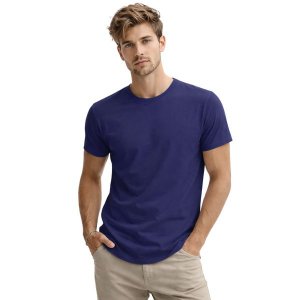 Camiseta Basica Masculina 100% Algodão Fio 30.1 Azul Marinho