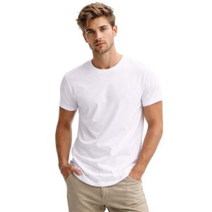 Camiseta Basica Masculina 100% Algodão Fio 30.1 Branca