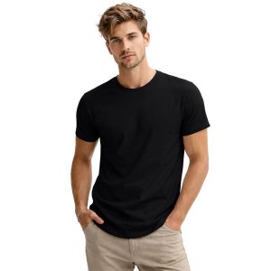 Camiseta Basica Masculina 100% Algodão Fio 30.1 Preta