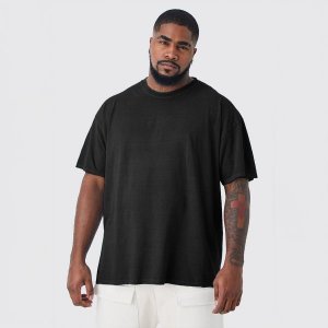 Camiseta Basica Plus Size Masculina 100% Algodão Fio 30.1 Preta
