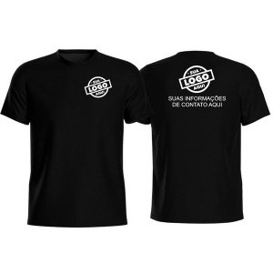 Camiseta Basica Plus Size Masculina 100% Algodão Fio 30.1 Preta - Personalizada