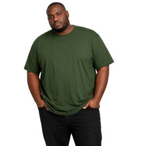 Camiseta Basica Plus Size Masculina 100% Algodão Fio 30.1 Verde Militar