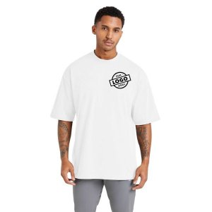 Camiseta Oversized 100% Algodão Fio 30.1 Masculina Branca - Personalizada
