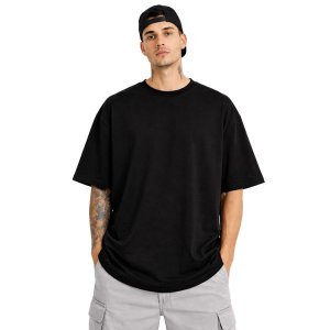 Camiseta Oversized 100% Algodão Fio 30.1 Masculina Preta