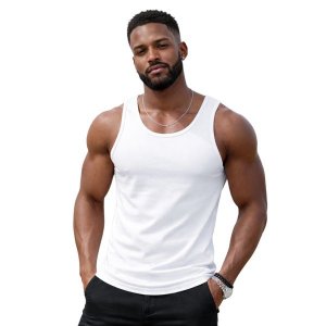 Camiseta Regata Masculina 100% Algodão Fio 30.1 Branca