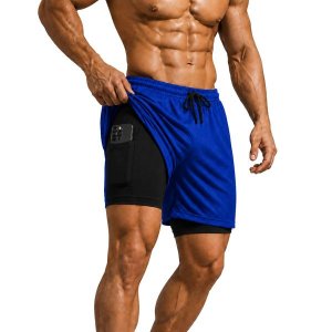 Short Dryfit Termico 2 Em 1 Liso Masculino Azul Royal