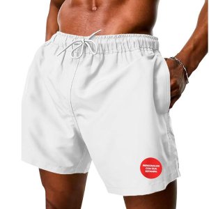 Short Tactel Com Elastano Masculino Branco - Personalizado