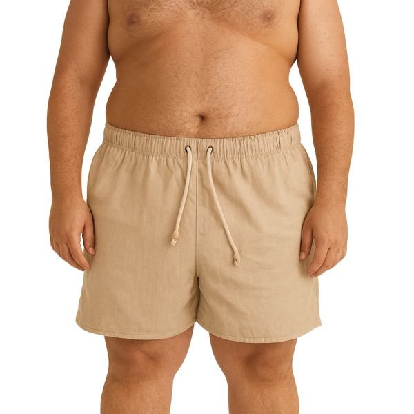 Bermuda De Linho Premium Plus Size Masculina Bege