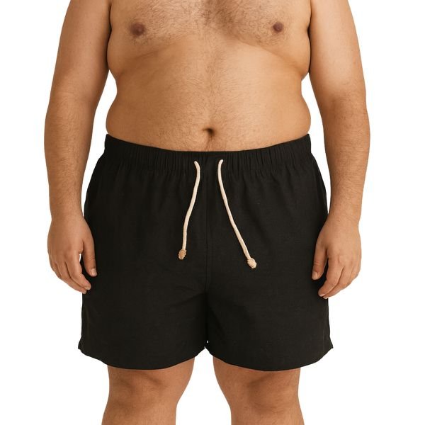 Bermuda De Linho Premium Plus Size Masculina Preta
