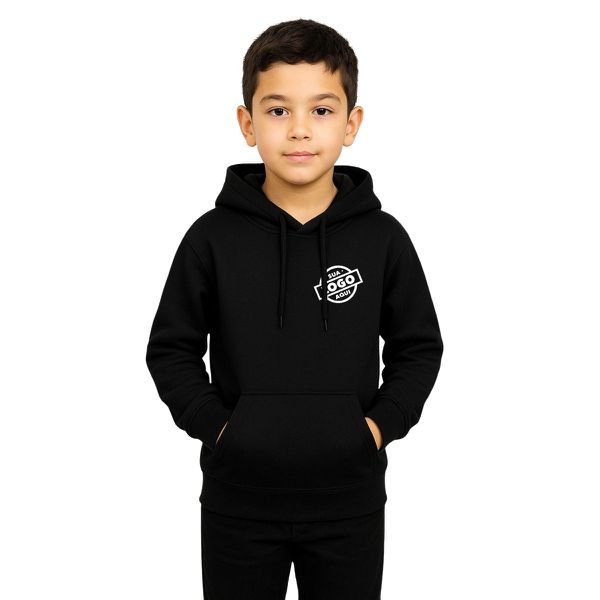 Blusa De Moletom Infantil Pa 50/50 Canguru Preto - Personalizado