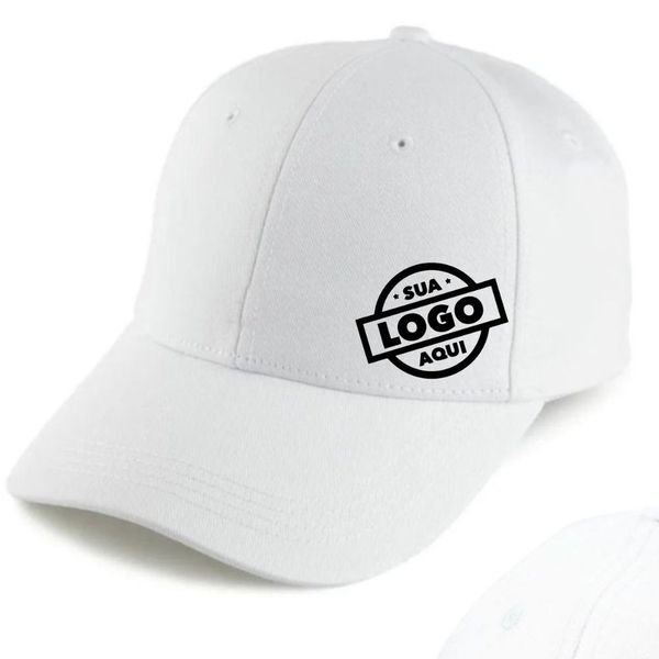 Boné Aba Curva Fita 6 Paineis Sarja De Algodão Branco - Personalizado
