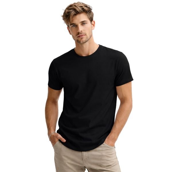 Camiseta Basica Masculina 100% Algodão Fio 30.1 Preta