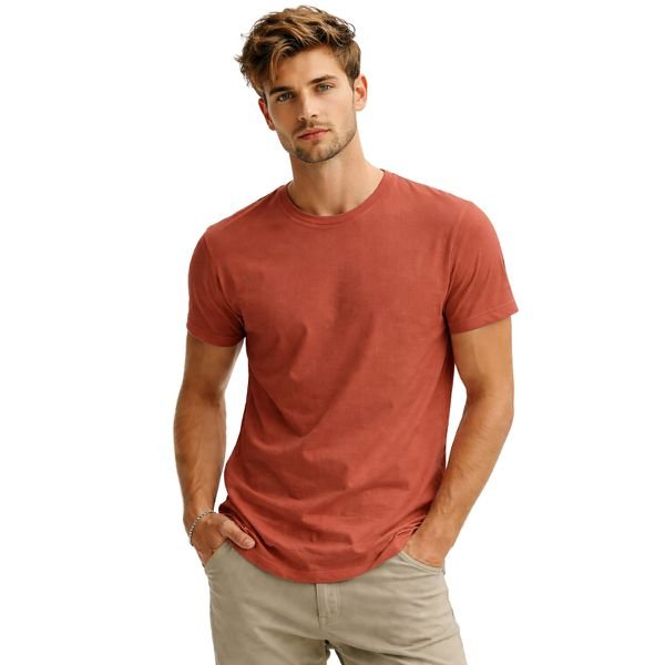 Camiseta Basica Masculina 100% Algodão Fio 30.1 Terracota