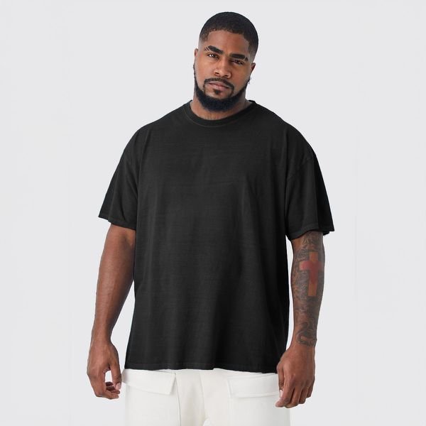 Camiseta Basica Plus Size Masculina 100% Algodão Fio 30.1 Preta