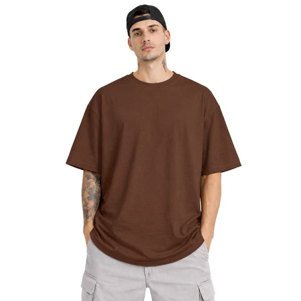 Camiseta Oversized 100% Algodão Fio 30.1 Masculina Marrom