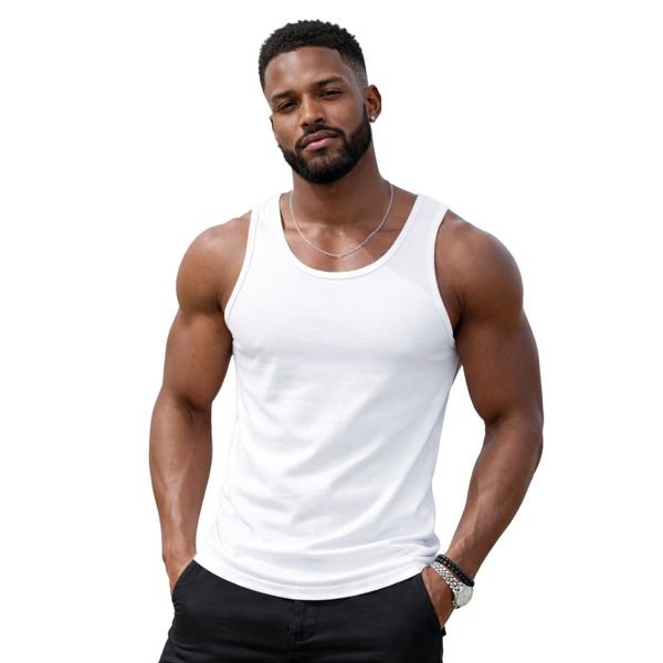 Camiseta Regata Masculina 100% Algodão Fio 30.1 Branca