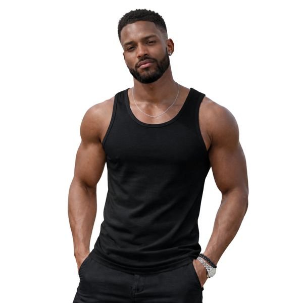 Camiseta Regata Masculina 100% Algodão Fio 30.1 Preta