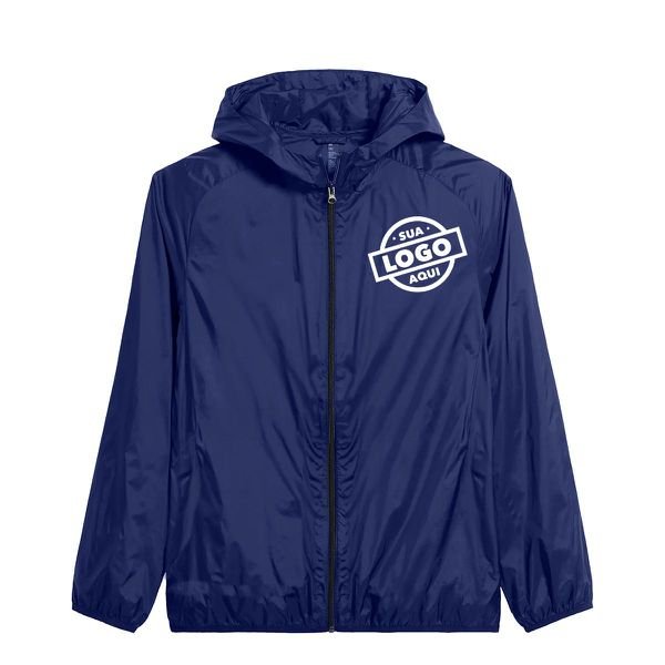 Jaqueta Corta Vento Masculina Tactel Impermeável Azul Marinhho - Personalizada